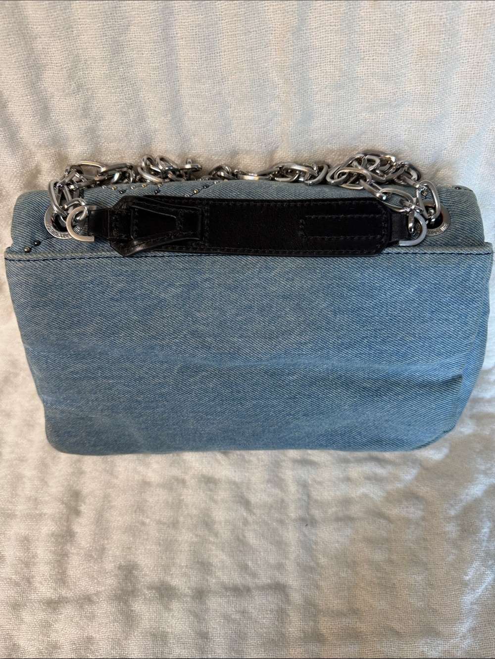 Zadig & Voltaire Light Blue Denim Shoulder Bag with Silver Chain - Picture 4 of 8